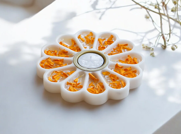 marble Flower T light holder